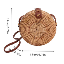 Load image into Gallery viewer, Round Woven Rattan Hollow Crossbody Bag-LOFA-Love for Arcade
