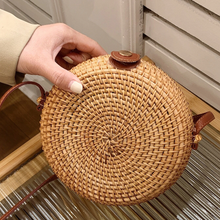 Load image into Gallery viewer, Round Woven Rattan Hollow Crossbody Bag-LOFA-Love for Arcade
