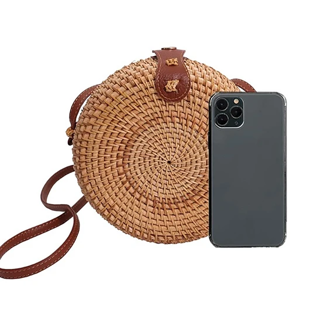 Round wicker hot sale crossbody bag