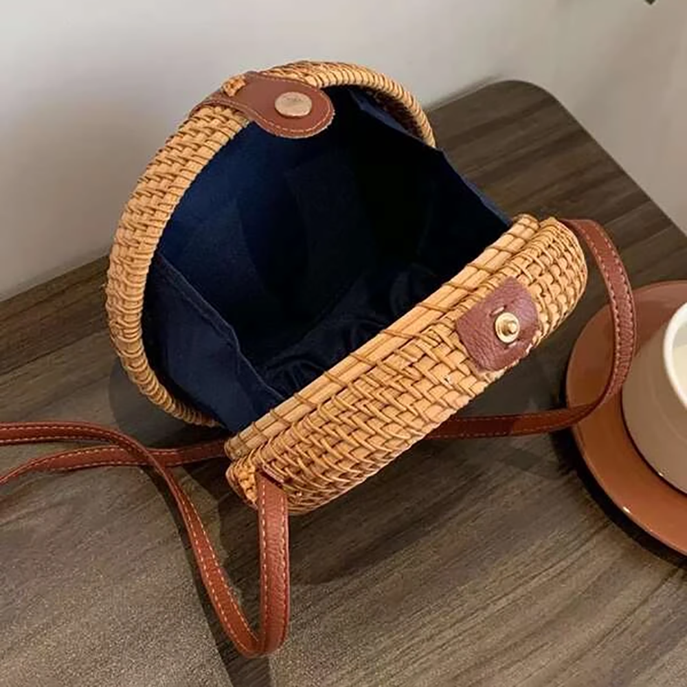 Woven rattan best sale circle crossbody bag