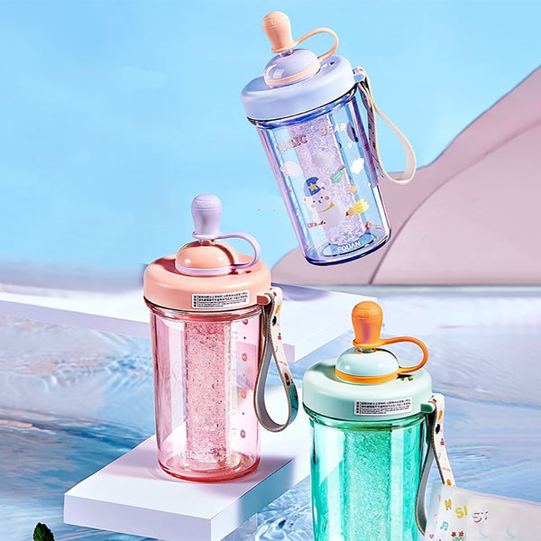 KidsPortable Water Bottle Cup with Straw and Lid-LOFA-Love for Arcade