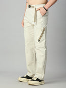 Baggy fit Tencel cargo pants for men with attached belt and utility-inspired design – right side view