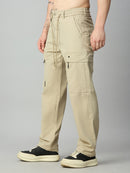 Premium men's Tencel cargo pants featuring a relaxed comfort fit and drawstring waist – right side view