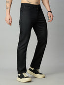 Men's stretch cotton blend straight fit trousers – right side profile