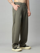 Men's Korean fit baggy trousers right side profile