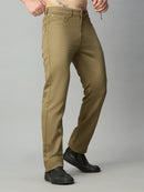 Men's stretch cotton blend straight fit trousers – right side profile