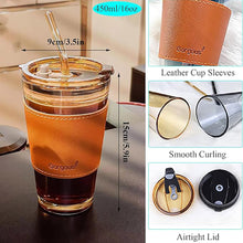 将图片加载到图库查看器，Creative Glass Coffee Straw Cup With Lid-LOFA-Love for Arcade
