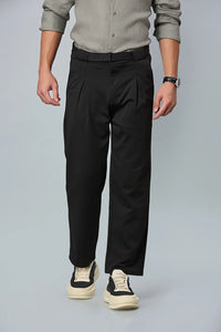 Black Comfort Fit Stretchable Trousers