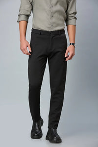 Slim Fit Stretchable Black Formal Trousers