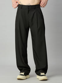 Black Korean Fit Baggy Smart Pant