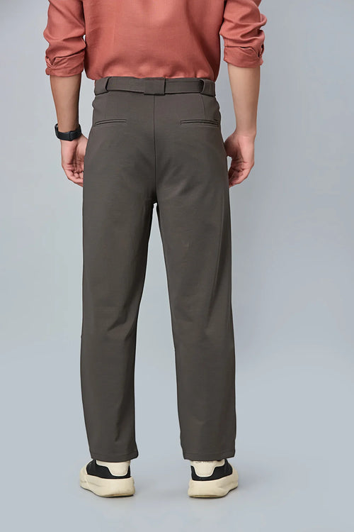 Back design of men’s formal trousers with tailored fit and stretchable fabric back view