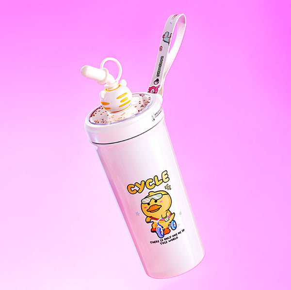 Stainless Steel  Bottle with Sipper and Straw-LOFA-Love for Arcade