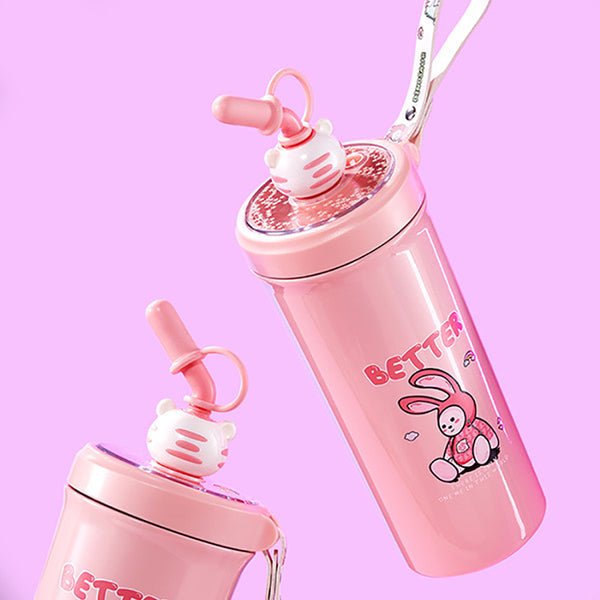Stainless Steel  Bottle with Sipper and Straw-LOFA-Love for Arcade