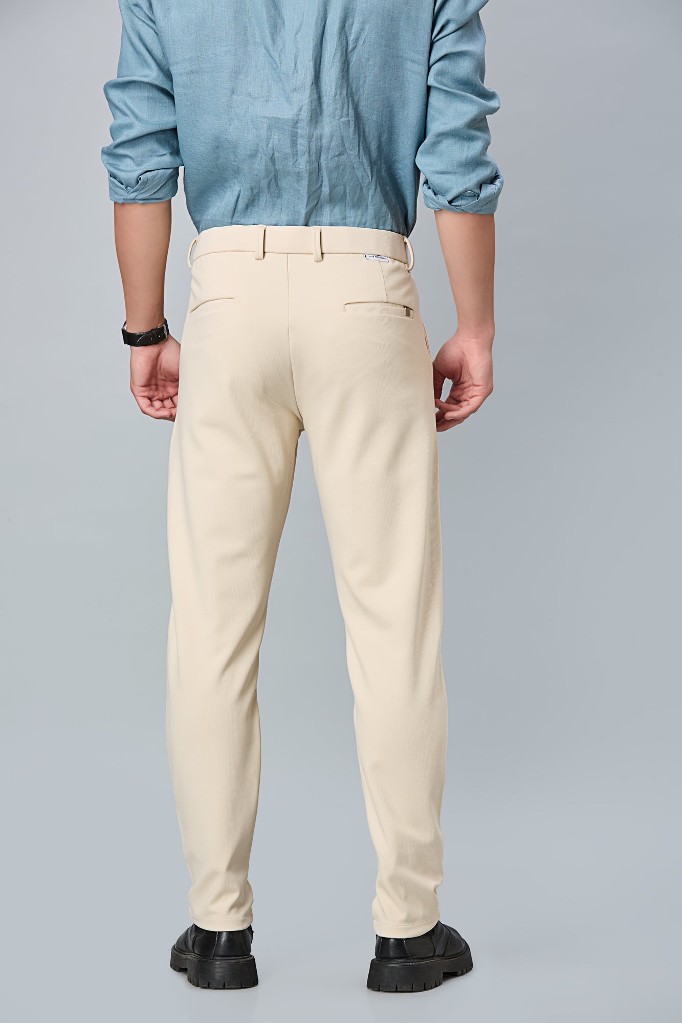Comfort Fit Beige Formal Pants