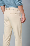 Comfort Fit Beige Formal Pants
