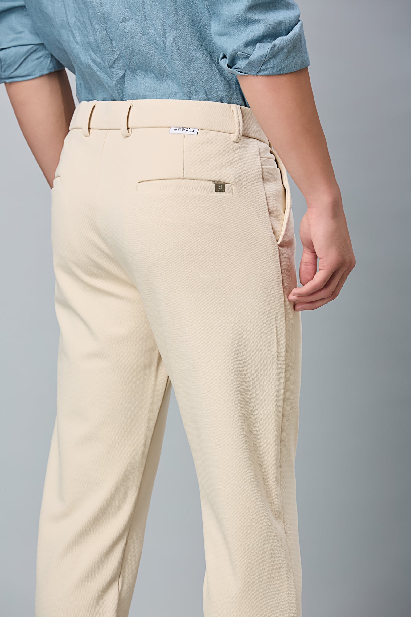 Comfort Fit Beige Formal Pants