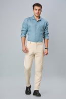 Comfort Fit Beige Formal Pants