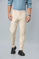 Comfort Fit Beige Formal Pants