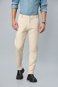 Comfort Fit Beige Formal Pants