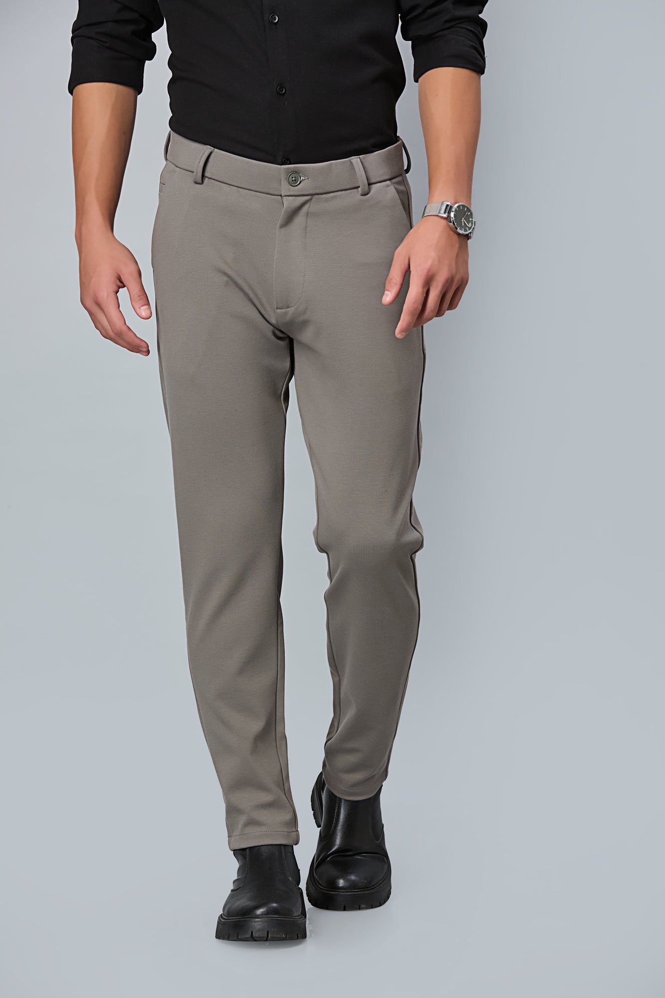 Comfort Fit Grey Formal Pants