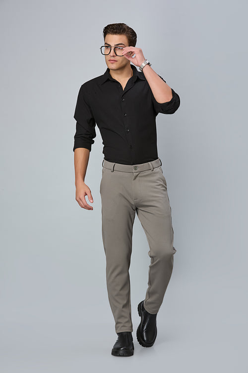 Comfort Fit Grey Formal Pants