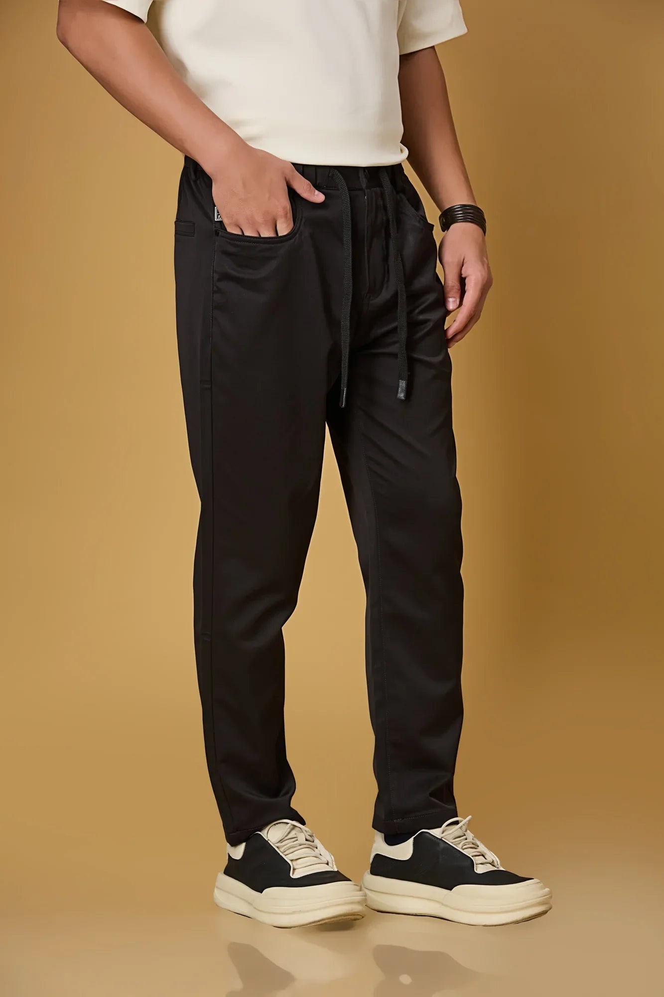 Comfort Fit Black Casual Trousers