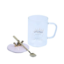 将图片加载到图库查看器，Crown Glass Coffee &amp; Tea Mug with Lid &amp; Spoon- LOFA-Love for Arcade
