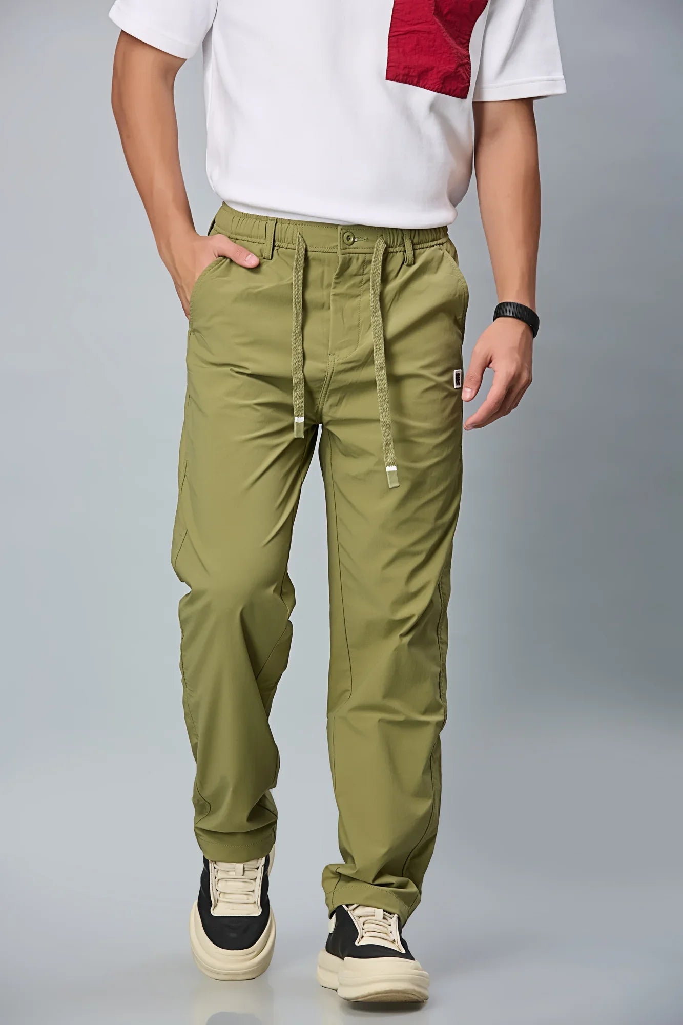 Comfort Fit Military Green Smart Pants