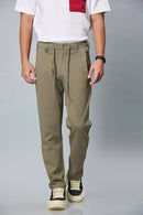 LOFA Men’s Relaxed Fit Mehendi Green Trousers Front View – Cotton Polyester Stretchable Pants