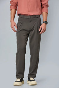 Grey Comfort Fit Stretchable Trousers