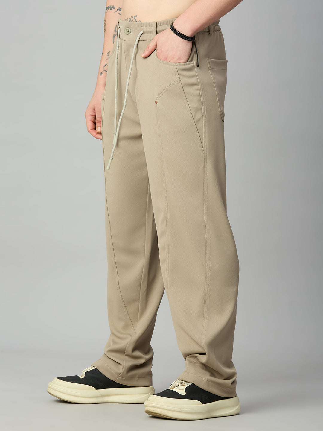Khaki Relaxed Fit Highly Comfortable Smart Pant