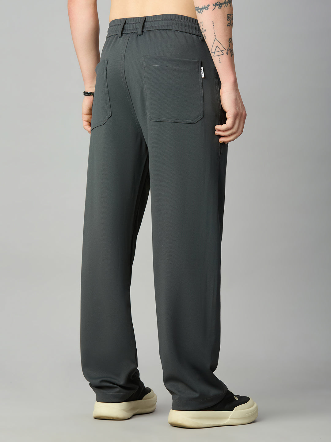 Grey Relaxed Fit Highly Comfortable Smart Pant