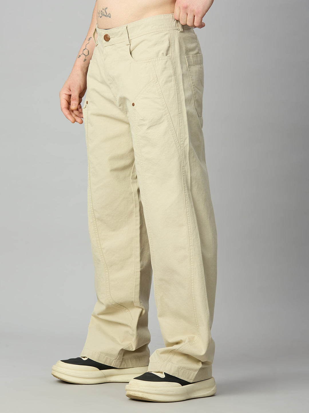 Khaki Baggy Designer Smart Pant