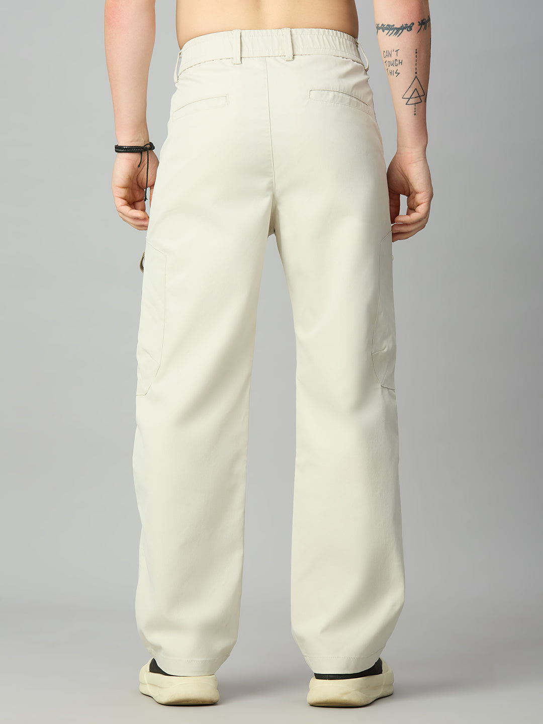 Men's relaxed fit Tencel cargo pants with premium drape and comfortable silhouette – back view
