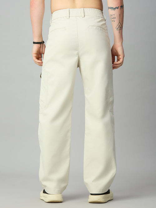 Men's relaxed fit Tencel cargo pants with premium drape and comfortable silhouette – back view