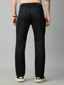 Men's stretch cotton blend straight fit trousers – back view