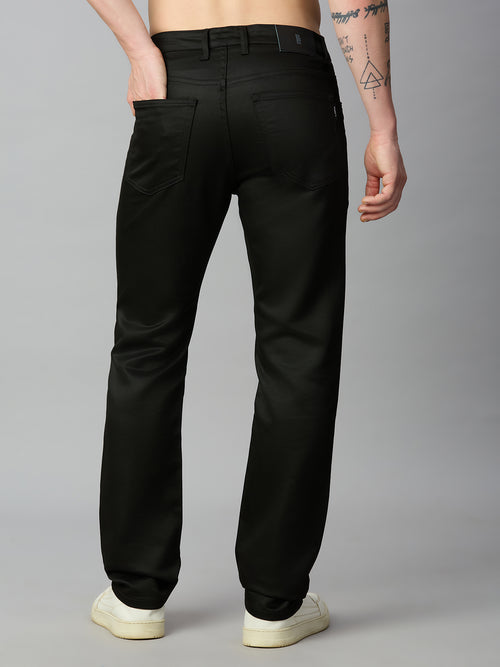 Men's stretch cotton blend straight fit trousers – back view