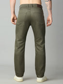 Men's stretch cotton blend straight fit trousers – back view