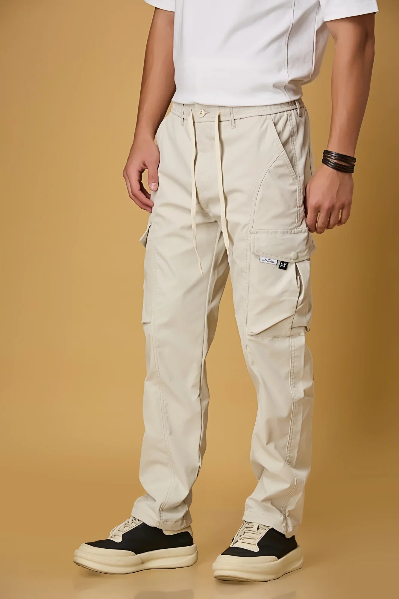 Casual Fit Beige Cargo Pants