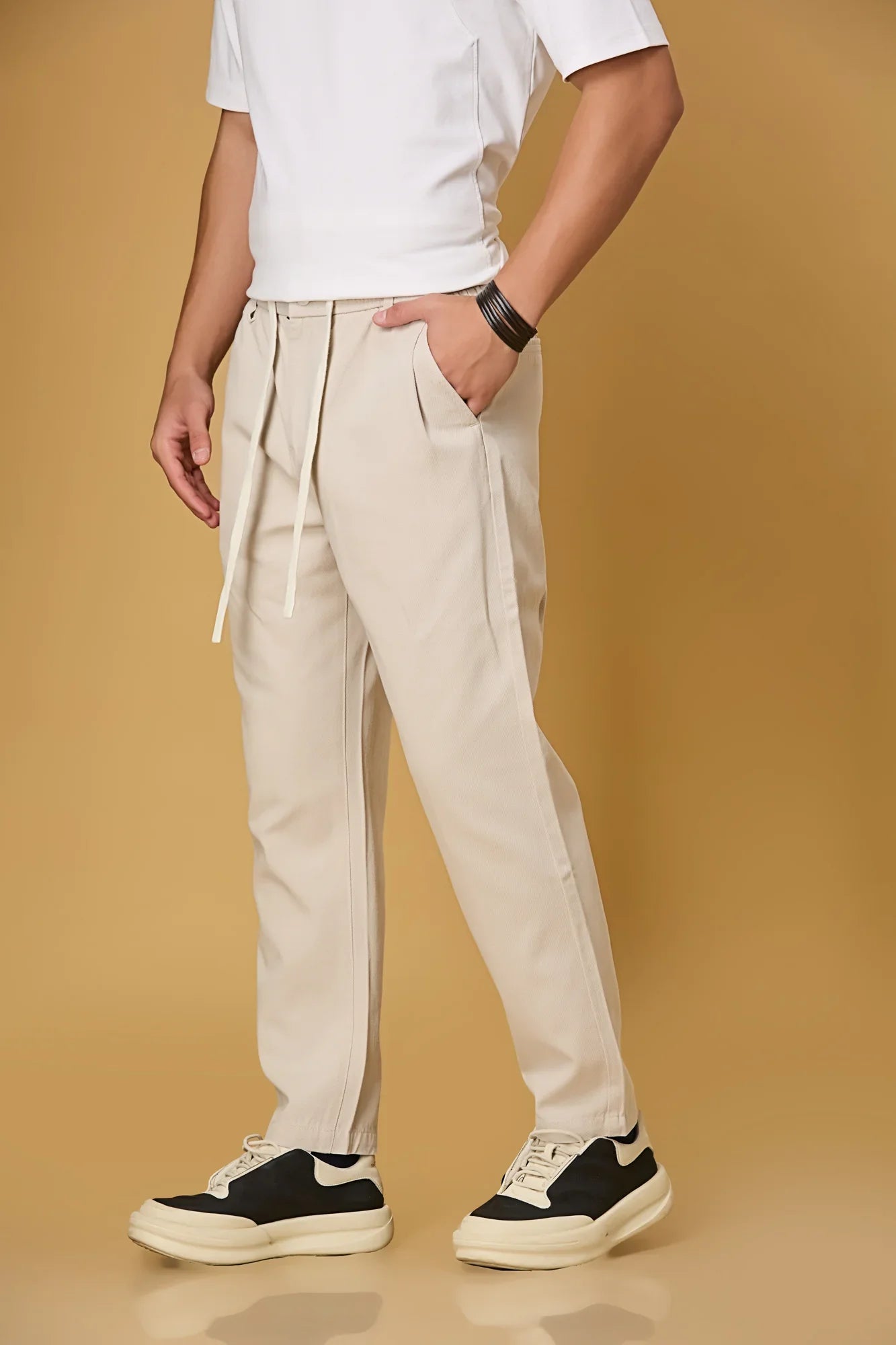 Comfort Fit Beige Trousers
