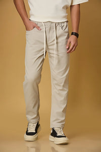 Comfort Fit Beige Casual Trousers