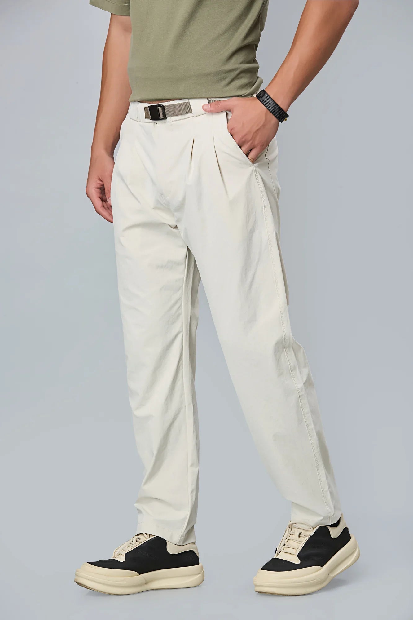 Comfort Fit Beige Casual Trousers