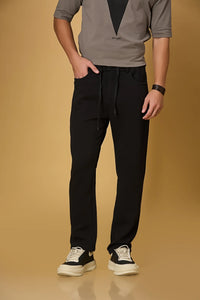 Relaxed Fit Black Stretch Trousers