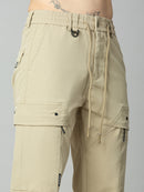 Close-up of adjustable drawstring waistband on men's Tencel comfort cargo pants