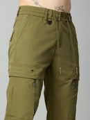 Close-up of adjustable drawstring waistband on men's Tencel comfort cargo pants