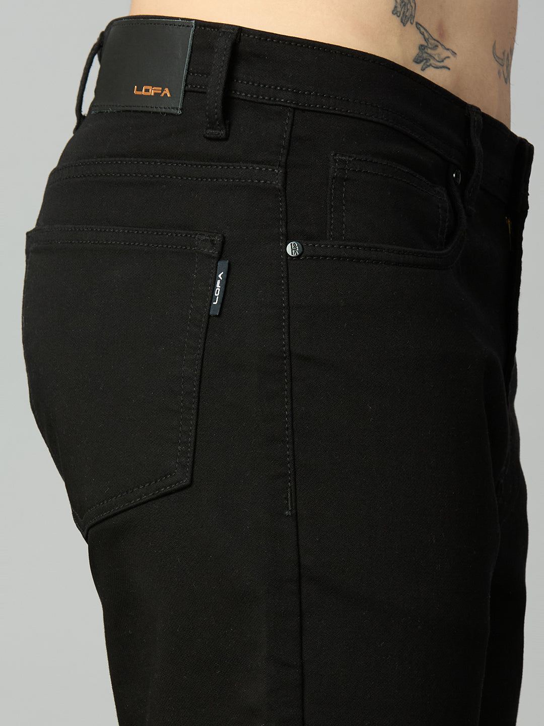 Black Straight Fit Stretch Denim Jeans