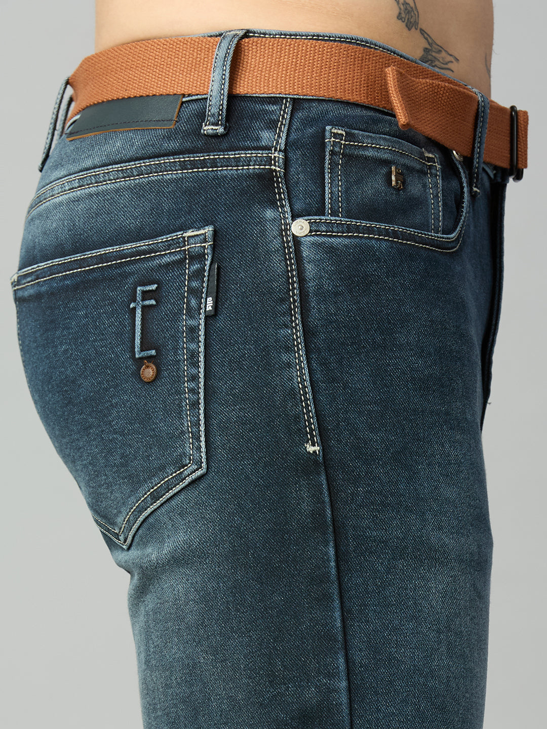 Straight Fit Blue Washed Denim Jeans