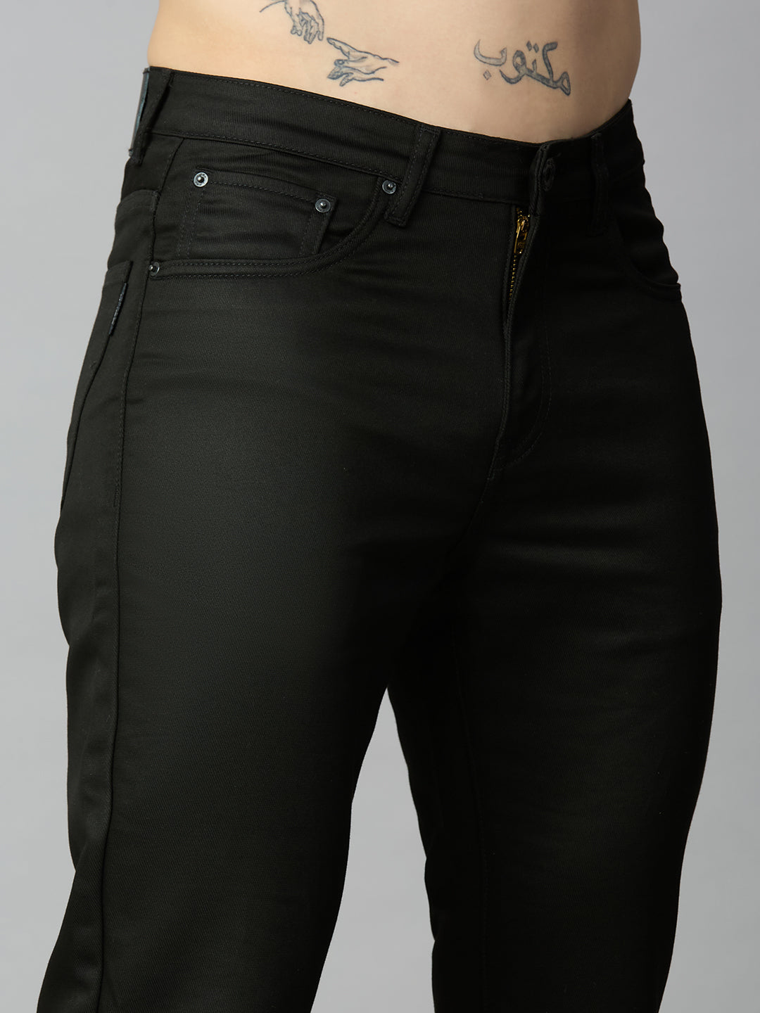 Close-up of premium stretch cotton blend fabric with smooth, refined finish