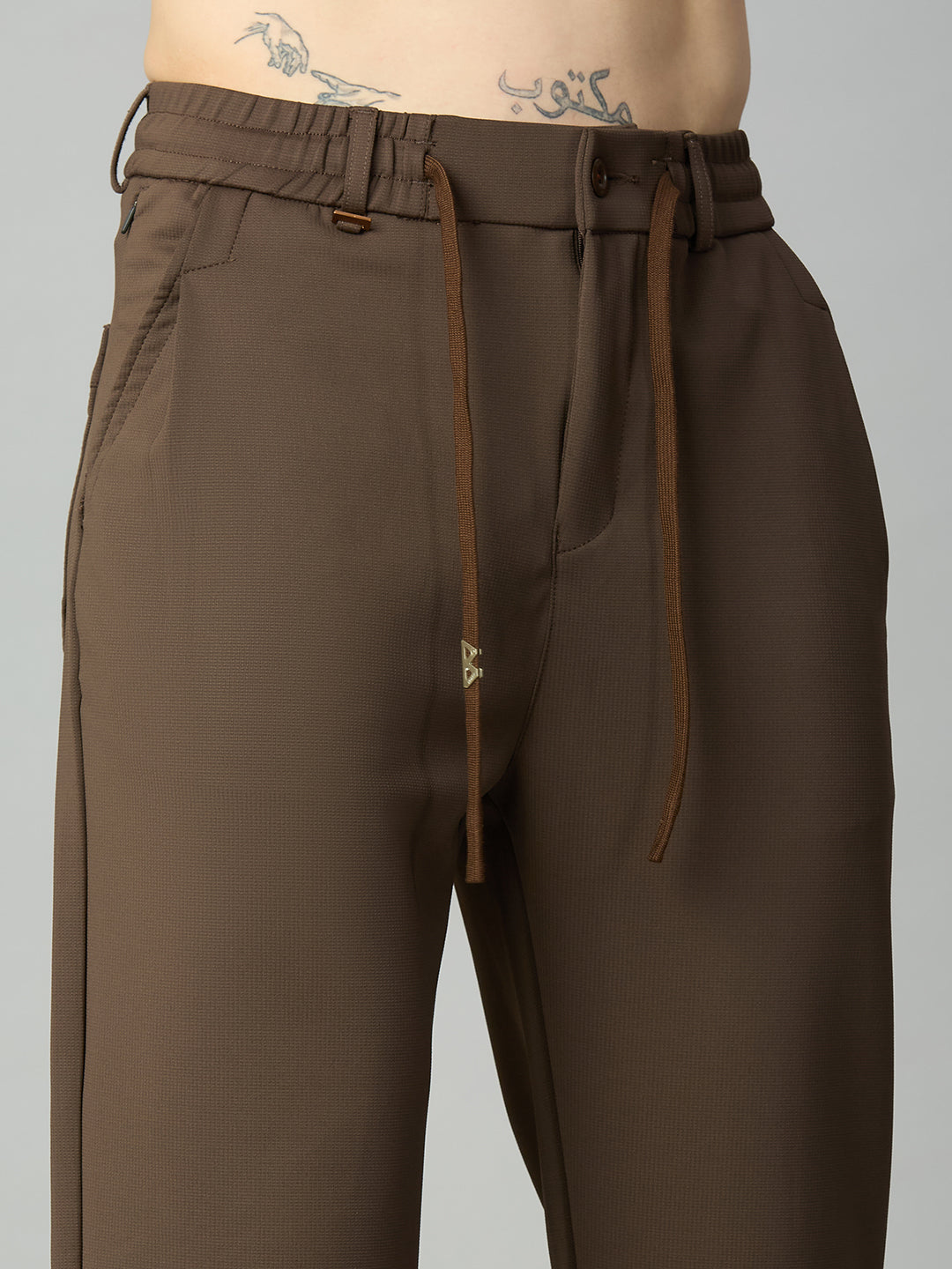 Close-up of premium textured Tencel-Spandex fabric with soft stretch finish