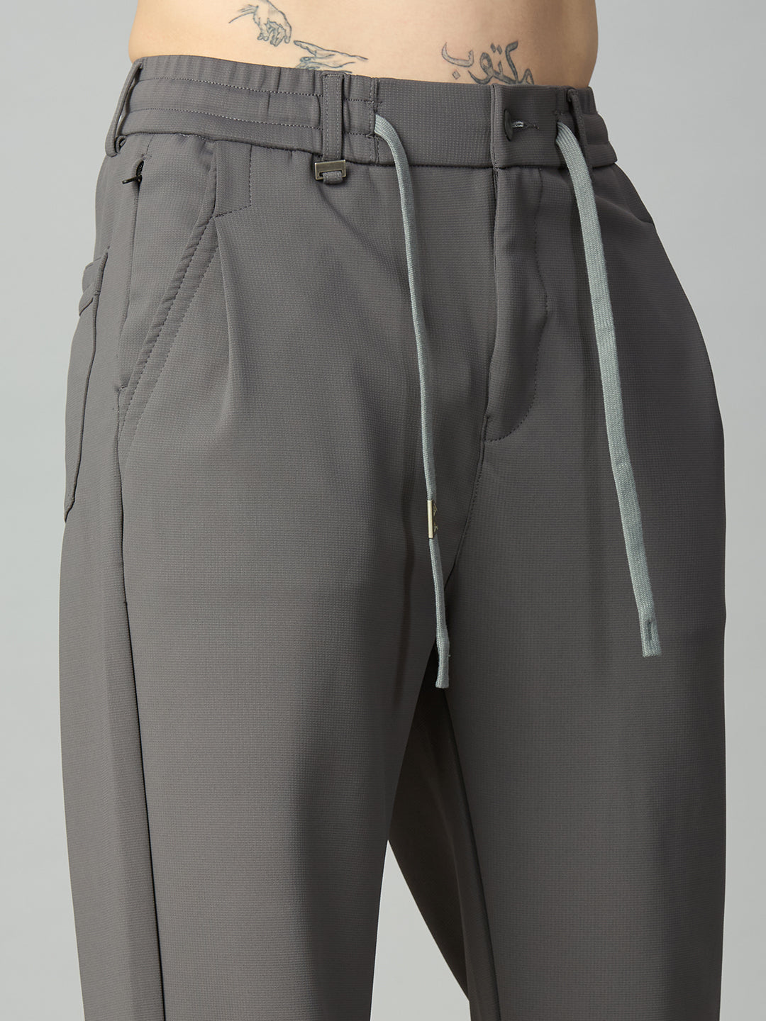 Close-up of premium textured Tencel-Spandex fabric with soft stretch finish